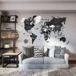 Gray Wooden World Map
